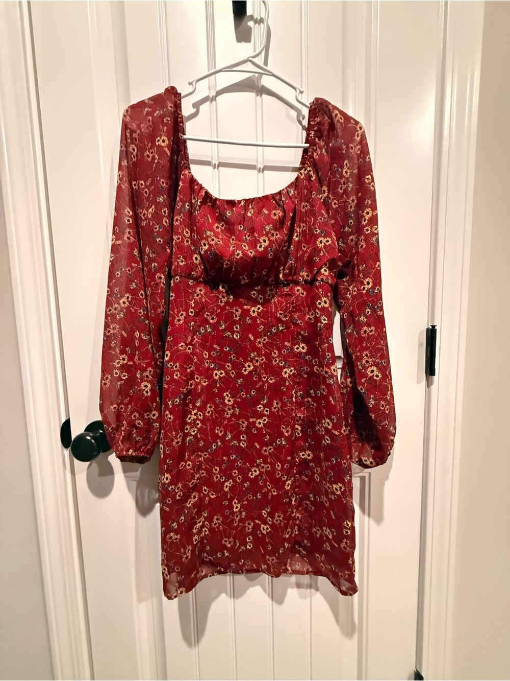 Altar'd State Red Floral Long Sleeve Mini Dress
